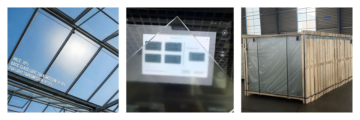 Migo Glass factory warehouse and container loading for global greenhouse glass delivery1 Migo Glass factory warehouse and container loading for global greenhouse glass delivery1