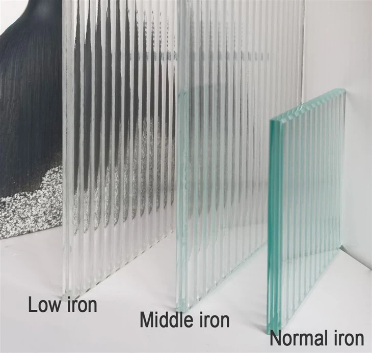 low iron, middle iron and normal iron reeded glass